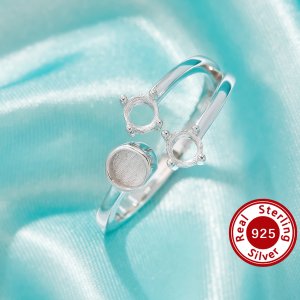Keepsake Breast Milk Resin Round Bezel Settings,Solid 925 Sterling SilverRing,3 Stone Prong Ring Settings,With 4MM Round Stone,Minimalist Ring 1212124