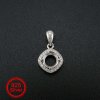 1Pcs 6.5MM Round Prong Pendant Settings Solid 925 Sterling Silver Gesmtone Charm Bezel Tray DIY Supplies 1411253