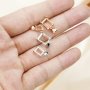 Rectangle Prong Pendant Settings Simple Rose Gold Plated Solid 925 Sterling Silver Charm Bezel for Gemstone 1431094