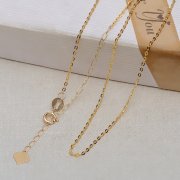 0.9MM Solid 18K Yellow Gold Necklace,Au750 Necklace,18K Gold Cable Necklace with Extension Chian,16''+2'' 1315022