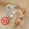 6x8MM Pear Prong Ring Settings,Stackable Solid 925 Sterling Silver Ring,Rose Gold Plated Half Eternity Stacker Ring Band,DIY Ring Set For Wedding 1294439