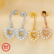 6MM Heart Prong Studs Earrings Settings,Solid 925 Sterling Silver Rose Gold Plated Earrings,Art Deco Earring,DIY Earrings Bezel 1706120