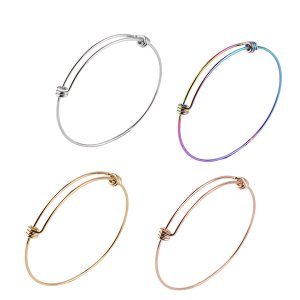 1Pcs 1.8MM Wire 55-65MM Stainless Steel Rilver Rose Gold Rainbow Round Wire Bangle Wiring Charm Bracelet DIY Supplies 1900200