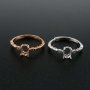 1Pcs 5x7MM Oval Bezel Simple Shank Rose Gold Plated Solid 925 Sterling Silver Adjustable Prong Ring Settings Blank for Gemstone 1224034