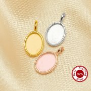 6x8MM Keepsake Breast Milk Oval Solid Back Pendant Bezel Settings,Solid 925 Sterling Silver Rose Gold Plated Pendant,DIY Memory Jewelry Supplies 1421218