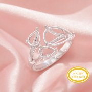 Three Stones Pear Prong Ring Settings,Solid 14K 18K Gold Ring,Minimalist Pear Ring,Family Ring,With 5x7MM Pear,8x12MM Pear,DIY Ring Supplies 1295062