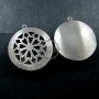 5pcs 33MM vintage style antiqued silver flower engraved filigree round photo locket pendants DIY supplies 1113019