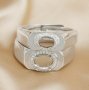 Oval Prong Ring Settings Keepsake Resin Men's Solid 925 Sterling Silver DIY Ring Supplies 1222057