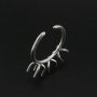 Three Stones Irregular Prong Claw Ring Settings Solid 925 Sterling Silver Raw Stone Adjustable Bezel Ring DIY supplies findings 1212071