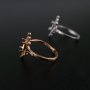 1Pcs 5x7MM Vintage Style Rose Gold Plated Solid 925 Sterling Silver Oval Prong Bezel Adjustable Ring Settings for Gemstone 1224025