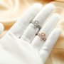 6x8MM Pear Prong Ring Settings,Stackable Solid 925 Sterling Silver Ring,Rose Gold Plated Half Eternity Stacker Ring Band,DIY Ring Set For Wedding 1294439