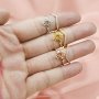 Keepsake Breast Milk Round Prongs Ring Settings Full Moon Solid 14K Gold with Moissanite Accents Stackable Ring Blank 1215014-1