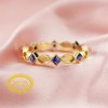 Full Band Keepsake Marquise Breast Milk Ring Bezel Solid 14K Gold Ring Settings for Resin 2x4MM Bezel with Square Birthstone Stackable Ring DIY Supplies 1294286
