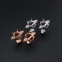 1Pair Oval Studs Earrings Settings Angel Wing Rose Gold Plated Solid 925 Sterling Silver Bezel DIY Supplies for Gemstone Jewelry 1706054