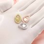 6x8MM Keepsake Breast Milk Bezel Pear Pendant Settings,Solid 14K/18K Gold Charm,DIY Memory Jewelry Supplies 1431161