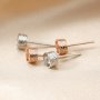 4MM Round Studs Earrings Blank Settings Rose Gold Plated Solid 925 Sterling Silver DIY Earrings Supplies 1706082
