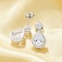 Vintage Styles Halo Pear Simulated Diamond Studs Earrings 6x8MM Pear White Cubic Zirconia,Solid 925 Sterling Silver Earrings,Dainty Earrings 6330018
