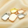 Keepsake Breast Milk Resin Rectangle Pendant Bezel Settings,Solid 925 Sterling Silver Rose Gold Plated Pendant,DIY Memory Jewelry 1431182