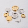 5Pcs 6-12MM Silver Gold Tone Stainless Steel Thick Round Pendant Charm Bezel DIY Supplies Findings 1411220