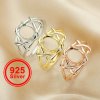 7x9MM Oval Prong Ring Settings,Hexagram Star Solid 925 Sterling Silver Rose Gold Plated Ring,Art Deco DIY Ring Bezel For Gemstone Supplies 1224150