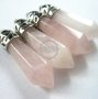 4pcs 9x30mm faceted pillar pink quartz crystal stick stone pendant charm earrings DIY jewelry findings supplies with silver bail 1820129