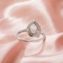6x8MM Keepsake Breast Milk Resin Pear Bezel Ring Settings,Double Halo Solid 925 Sterling Silver Ring,Solid Back Pear Ring,Pave Moissanite Ring,DIY Ring Supplies 1295082
