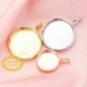 Keepsake Breast Milk Resin Round Pendant Bezel Settings,Solid 14K 18K Gold Pendant Charm,Solid Back Round Pendant,DIY Memory Jewelry Supplies 1411344