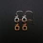 1Pair Round Hook Earrings Settings Rose Gold Plated Solid 925 Sterling Silver Bezel DIY Supplies for Gemstone Jewelry 1706058