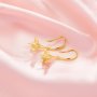 Keepsake Breast Milk Resin Ball Flower Pin Solid 14K 18K Gold Hoops Earrings Settings for Half Drilled Pearl Bead,DIY Earring Supplies 1705080