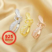 4x8MM Marquise Prong Ring Settings,Angel Wings Solid 925 Sterling Silver Rose Gold Plated Ring,Wings Art Deco Ring,DIY Ring Supplies 1294607