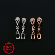 1Pair Oval Studs Earrings Settings Drop Luxury Rose Gold Plated Solid 925 Sterling Silver Bezel DIY Supplies for Gemstone Jewelry 1706060