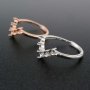 1Pcs 3MM Round Curve 5 Stones Rose Gold Plated Solid 925 Sterling Silver DIY Stackable Adjustable Prong Ring Settings Blank for Gemstone 1210067