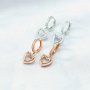 8MM Heart Halo Hook Earrings Prong Bezel Settings Solid 925 Sterling Silver Rose Gold Plated DIY Earrings Suplies for Gemstone 1706079