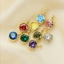 5MM Round Birthstone Charm,Solid 925 Sterling Silver Gold Plated Pendant,Color Stone Pendant Charm,Simulated Color Gemstone Charm,DIY Pendant Supplies 1411345