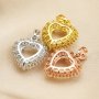8MM Double Halo Heart Pendant Prong Settings Solid 925 Sterling Silver Rose Gold Plated Charm Bezel 1431119
