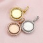 Keepsake Breast Milk Solid 14K Gold Round Pendant Settings for 8MM Gemstone with Moissanite Accents DIY Supplies 1411273-1