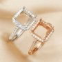 8MM Square Prong Ring Settings Solid 925 Sterling Silver Rose Gold Plated DIY Adjustable Ring Bezel for Gemstone 1294214