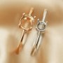 3-15MM Round Four Prong Ring Settings Solid 925 Sterling Silver Rose Gold Plated Ring Bezel for Gemstone 1215025