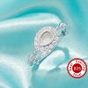 4x6MM Keepsake Breast Milk Resin Pear Bezel Ring Settings,Solid 925 Sterling Silver Ring,CZ Stone Art Deco Solid Back Ring,DIY Ring Supplies 1295039-1