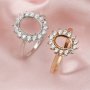 Keepsake Breast Milk Oval Halo Prongs Ring Settings Resin Solid 14K Gold with Moissanite Accents DIY Flower Ring Blank Band 1224004-1