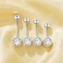 Halo Round Simulated Diamond Belly Ring With White Cubic Zirconia,Solid 925 Sterling Silver Belly Ring,Minimalist Belly Button Ring 6710032