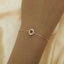 Halo Oval Prong Bezel Bracelet Settings,Solid 925 Sterling Silver Rose Gold Plated Bracelet,Pave CZ Stone Oval Bracelet,DIY Bracelet Supplies 1900341