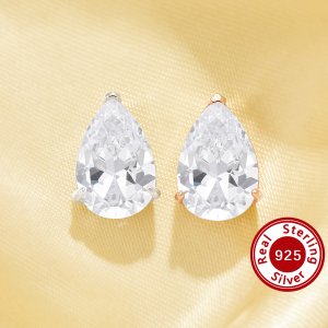 Minimalist Solitaire Pear Simulated Diamond Pendant With 8x12MM Pear White Cubic Zirconia,Solid 925 Sterling Silver Pendant Charm,Simple Pear Pendant 6130056