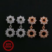 1Pair 4MM/5MM Round Studs Earrings Settings Rose Gold Plated Solid 925 Sterling Silver Bezel DIY Supplies for Gemstone Jewelry 1706061
