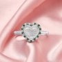 Keepsake Breast Milk Resin Halo Heart Bezel Ring Settings,Solid Back 925 Sterling Silver Birthstone Ring,Pave CZ Stone Ring,DIY Ring Supplies 1294712