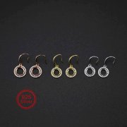 1Pair 5-8MM Round Prong Bezel Rose Gold Plated Solid 925 Sterling Silver Hook Earrings Blank Settings for Gemstone Moissanite 1706041