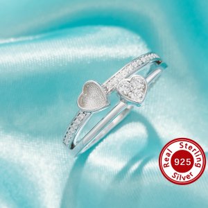 4MM Keepsake Breast Milk Resin Heart Bezel Ring Settings,Solid 925 Sterling Silver Ring,CZ Stone Heart Deco Solid Back Ring,DIY Ring Supplies 1295043-1