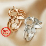 Keepsake Breast Milk Resin Round Ring Settings Stackable 8MM Main Stone Solid 925 Sterling Silver Rose Gold Plated DIY Ring Bezel 1294342