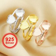 6MM Keepsake Breast Milk Resin Heart Bezel Ring Settings,Solid 925 Sterling Silver Rose Gold Plated Ring,DIY Ring Supplies 1294598