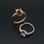 1Pcs Oval Prong Ring Settings Blank Adjustable Simple Rose Gold Plated Solid 925 Sterling Silver DIY Bezel for Gemstone 1224044